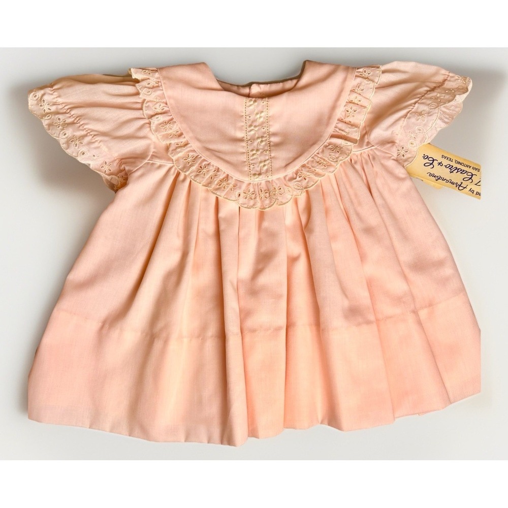 Vintage Pink Baby Girls Dress 12 Months Lace Ribbon Easter CJ Castro &‎ Co. NWT